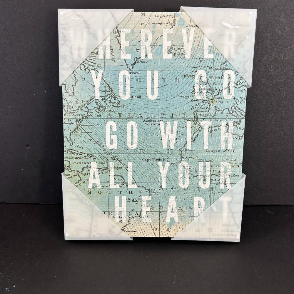 Inspirational Quotes Travel Map Canvas Wall Art Decor 8x10 Dorm Wherever you go